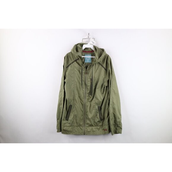 Vintage Under Armour Womens Large Ripstop Full Zip Hooded Windbreaker Jacket - Picture 1 of 16